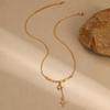 Hot-Selling Eight-Pointed Star Necklace: Gold-Plated Copper Tassel with Diamond-Studded Cross Pendant on Minimalist Clavicle Chain.