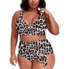 Women  Swimsuit High Waist Leopard Printing Split Swimsuit