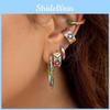 Alloy Womens Stylish Ear Clips With Colorful Rhinestones Design Ushaped