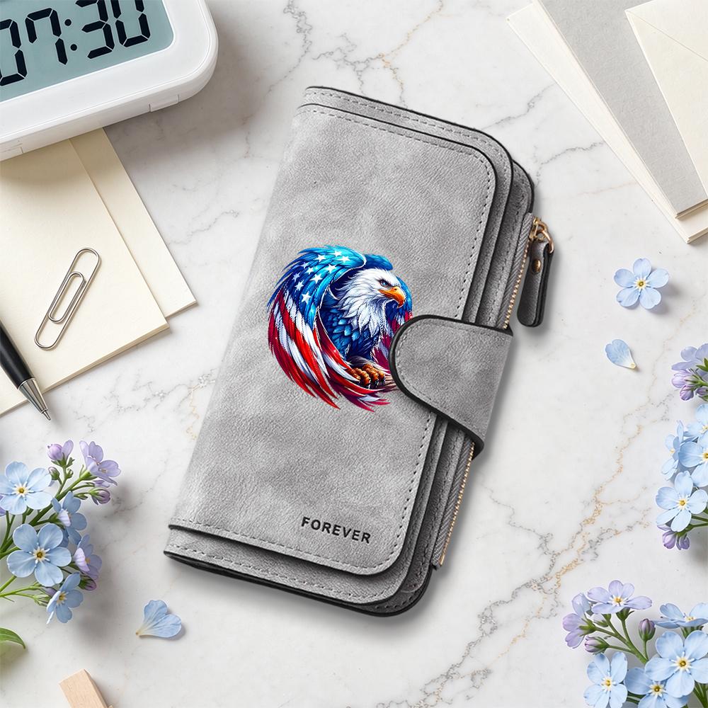 Patriotic Eagle Print Long Wallet Fashion Portable Card Holder