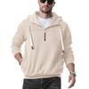 Herren Winter Hoodie Reißverschluss Halboffen Stehkragen Einfarbig Locker Pullover Sport Top Elastische Bündchen Halten Warm Alltagskleidung