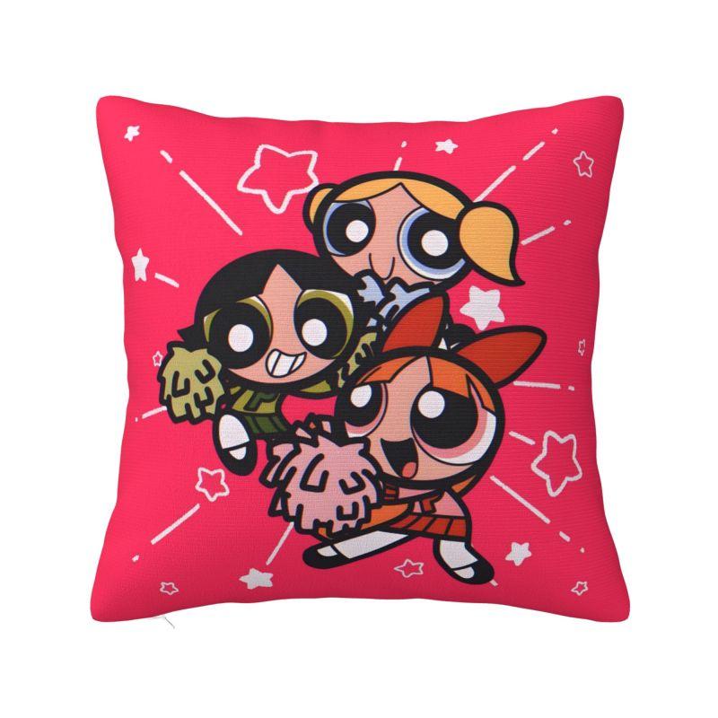 Custom Fashion The P-PowerPuffs Girls Cushion Covers 40x40cm Soft Cartoons Pillow Case for Car Square Pillowcase