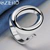 ALIZERO 925 Silver Round Circle O Bracelets Necklace Earrings Rings for Women Wedding Party Gift Jewelry 4Pcs Set
