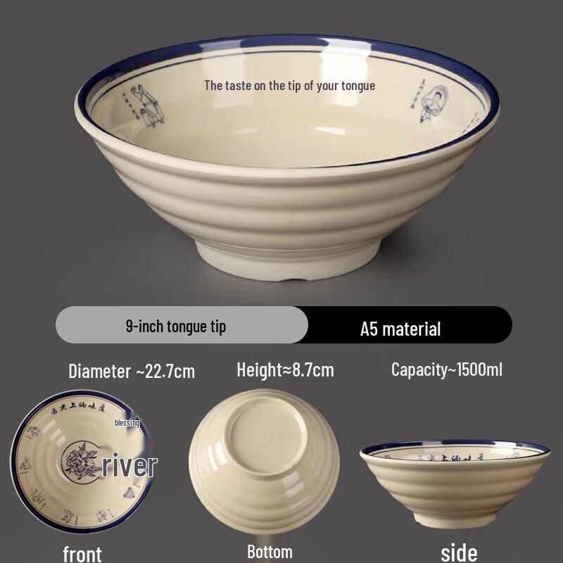 A5 Melamine Threaded Restaurant Ramen Bowl