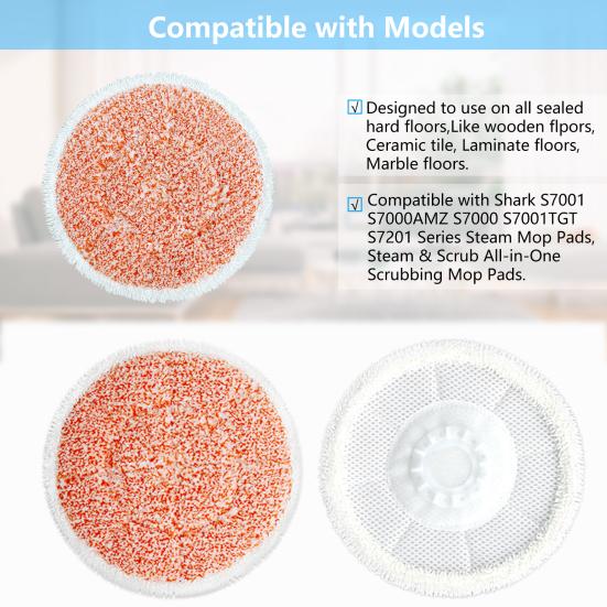 Steam Mop Pad Highly Absorbent Superfine Fibre Replacement Mop Cloth Accessories Mop Cloth for Shark S7001 S7000AMZ S7000 S7001TGT S7201