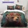 Vintage Animal  Pattern Bedding Quilt Set Quilt Cover Pillowcase Home Decoration  Gift (1 * Duvet Cover + 2 * Pillowcase, Without Core)