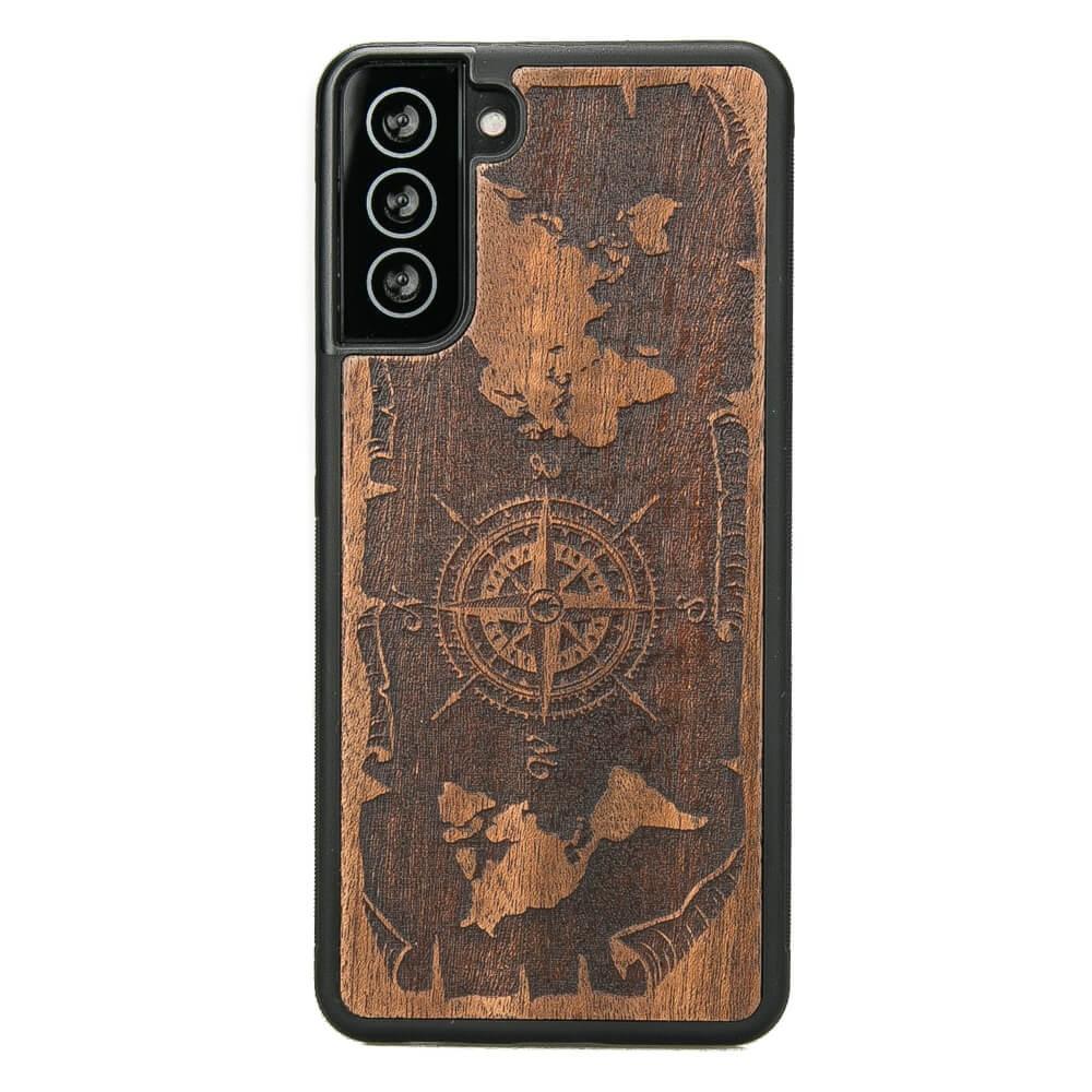 Wooden Case for Samsung Galaxy S21 Plus - Wind Rose Merbau