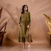 Aranya Embroidered Olive Kala Cotton Dress
