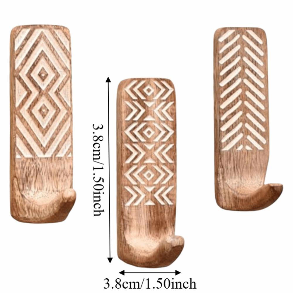 3pcs Wooden Wooden Wall Hooks Space Saving Home Organizer Heavy Duty Wall Hanging Hanger Porch