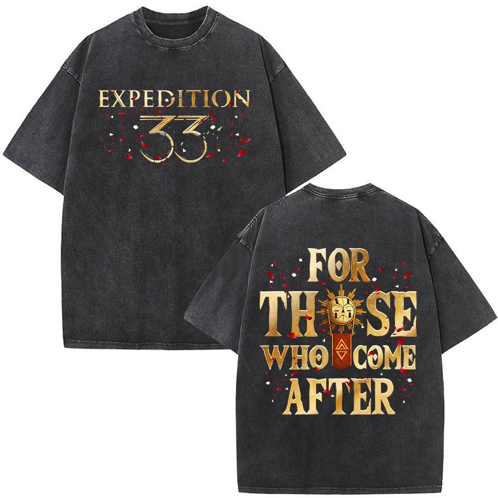 Esquie Game Clair Obscur Expedition  Washed T Shirts Men Women Clothing Fashion Retro Oversized ONeck Short Sleeve Tshirts