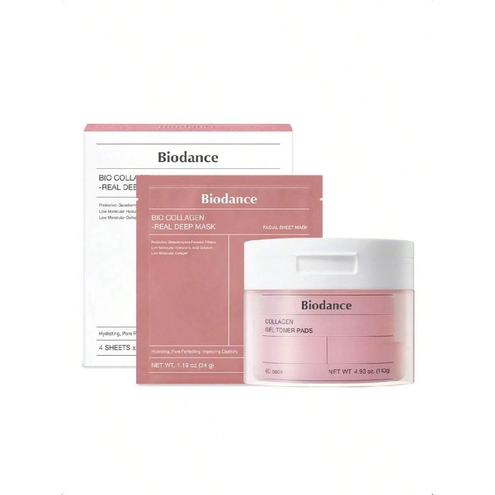 

Biodance Collagen Day & Night Gel Duo: Bio-Collagen Real Deep Mask 4PCS & Collagen Gel Toner Pads 60pads set(mask 4ea+toner pad)