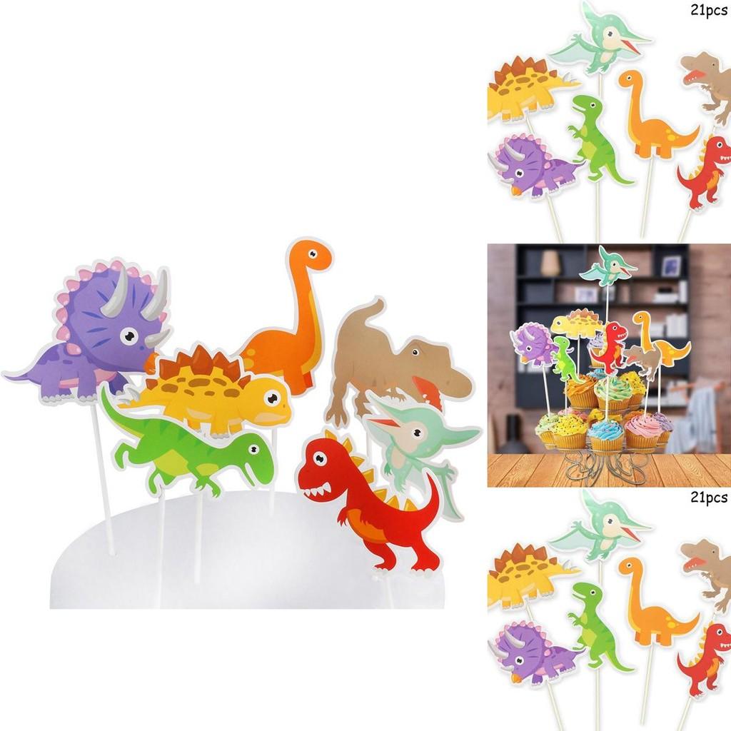 Dinosaur Cake Accessory Set 21pcs Paper Party Decorations For Kids Festivities