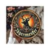 Round Metal Deer Wall Sign Gold Accent Bar Decor