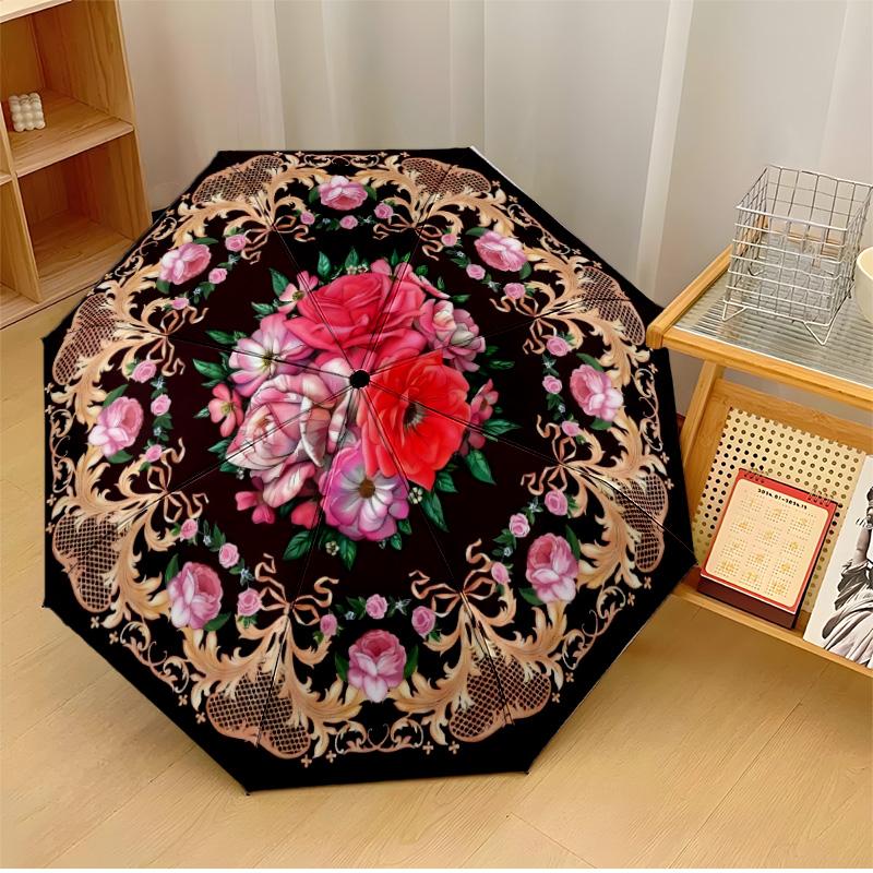 

Floral Octagonal Rug Design 3 Theme Automatic Umbrella Compact 8-Rib Design Sturdy Construction Durable Umbrella Stylish Accessory