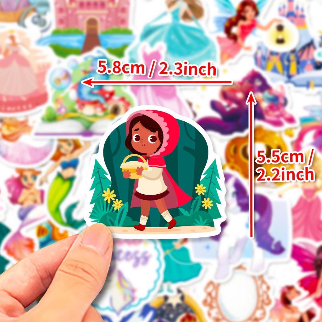 50 Märchenprinzessinnen-Aufkleber Cartoon Handbuch Material Mädchen Kinder Wasserbecher-Aufkleber
