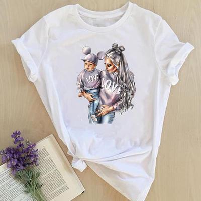 T-shirt con stampa Abbigliamento da donna Acquerello Amore Mamma Mama Tendenza Madre anni '90 Carina Estate Donna T Top Casual Manica corta T-shirt grafica alla moda da donna