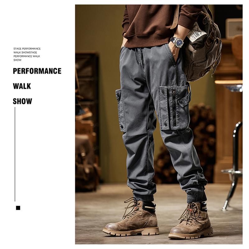 2024 New Winter Cargo Pants Men Multi-Pockets Drawstring Fleece Liner Thick Warm Overalls Joggers Casual Cotton Thermal Trousers
