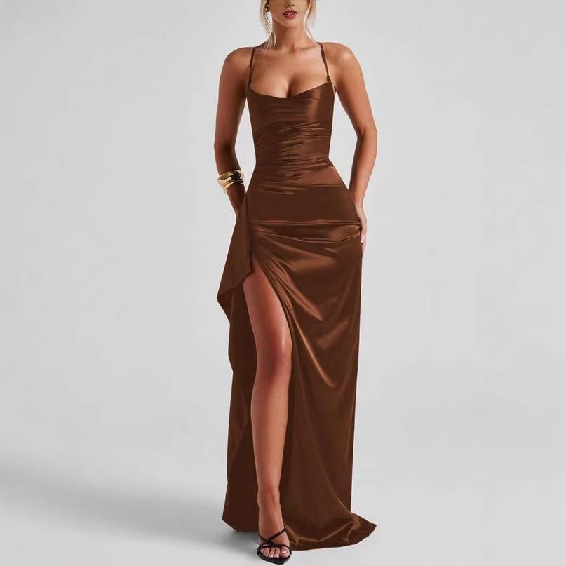2026 Europäischer und Amerikanischer Sommer Neues Elegantes Promi-Stil Temperament Sexy Schlankes Langes Geschlitztes Kleid Langes Kleid