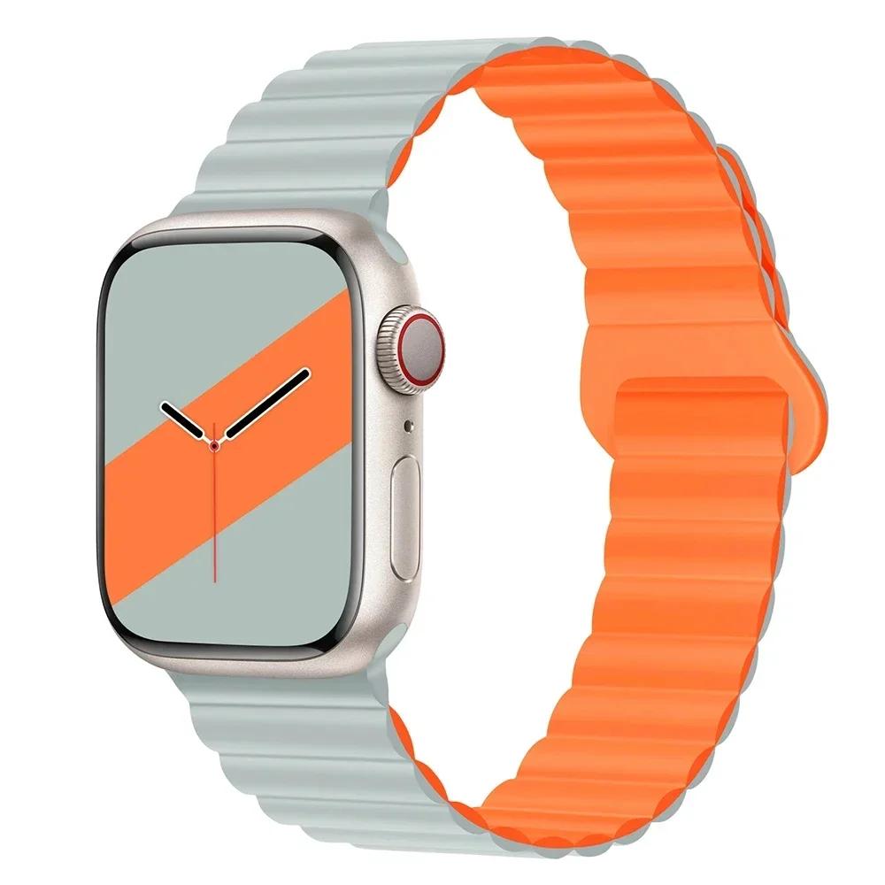 Magnetyczny Pasek Silikonowy Sportowy Bransoletki Do Apple Watch 41mm 42mm 44mm 45mm 46mm 49mm iWatch Seria 11 10 9 8 7 6 5 4se