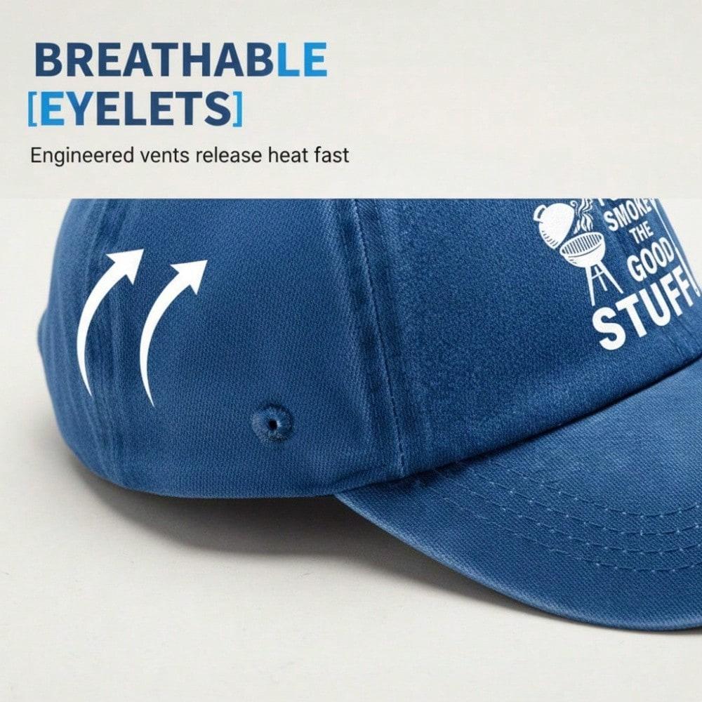 Grill Master Baseball Cap - I Only Smoke The Good Stuff Print Adjustable Unisex Polyester Casual Outdoor Sports Hat For Bbq Lovers Dads Gift
