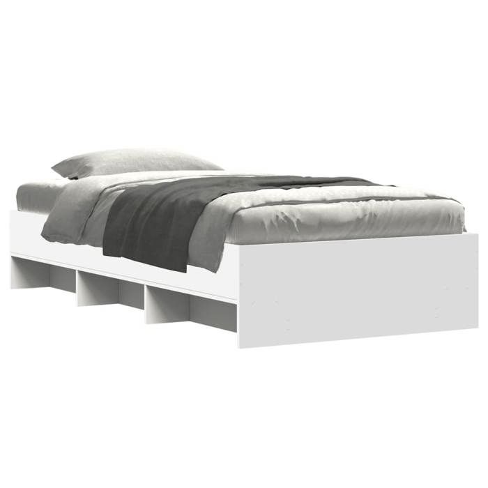 VidaXL Cadre de lit blanc 90x190 cm bois d'ingénierie, meuble de chambre à coucher, lit simple, sommier, lit, cadre de lit 3295702