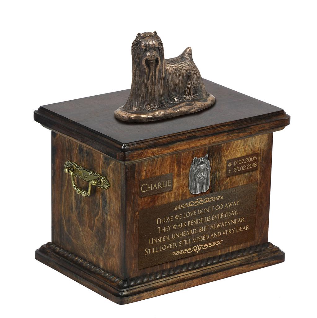 Yorkshire Terrier, Yorkie I - urn for dog ashes, urn with a statuette, personalized urn for dog ashes by Art-Dog brand
