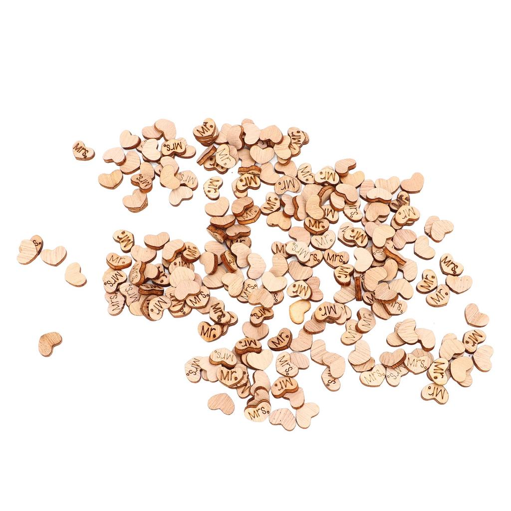 1000Pcs Wooden Love Hearts Confetti Well Polished Deformation Resistance Mr Mrs Lettering Wood