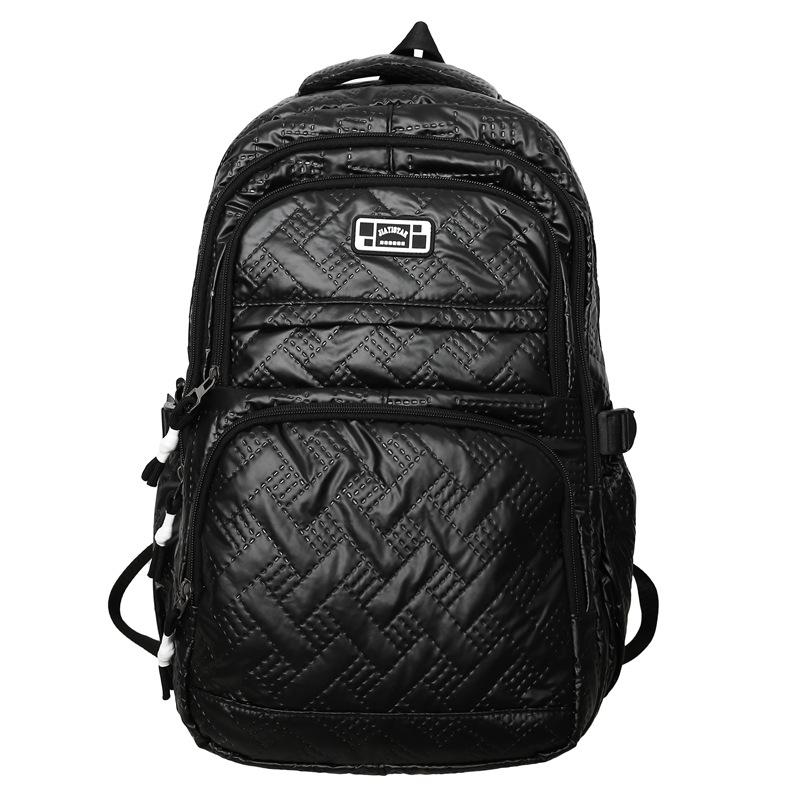 

Студенческая школьная сумка, однотонный женский рюкзак, мужской рюкзак большой емкости чёрный