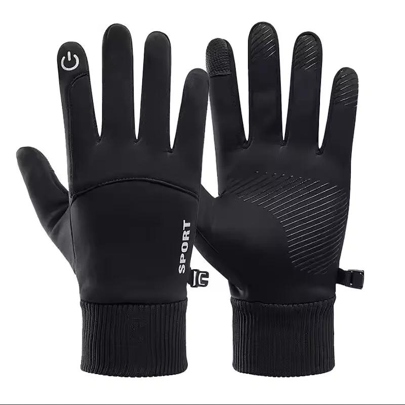 

Winter Warm Full Fingers Waterproof Cycling Outdoor Sports Running Motorcycle Ski Touch Screen Fleece Gloves S M чёрный
