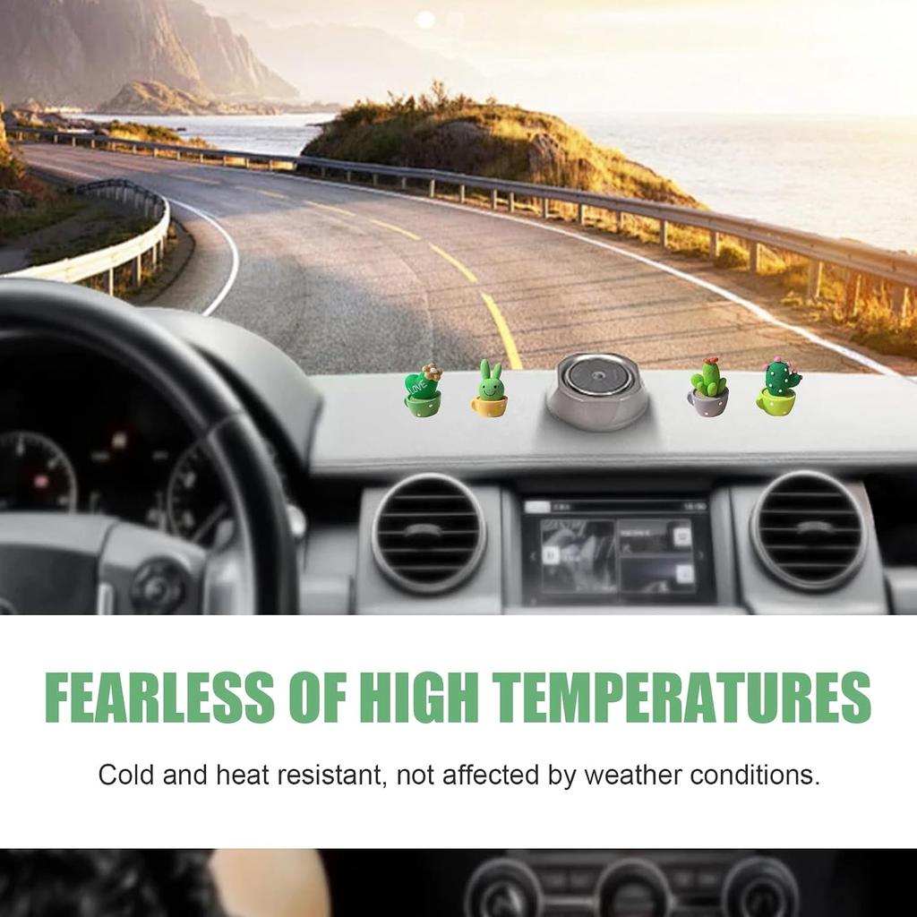 4 PCS Cute Mini Cactus Figurines, Automotive Dashboard Cute Decoration, Car Mini Plants Ornament for Car Dashboard, Office Desk, Home Shelf (Green)