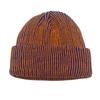 Custom Logo Striped Knit Hats Winter Outdoor Acrylic Riding Hat Ear Protection Warm Curly Brimmed Hat Two Toned Striped Beanies