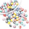 2pcs Handmade Ceramic Porcelain Hand Painted Beads Charm Round Spacer Beads for DIY Necklace Bracelet Jewelry Craft Making Accessories