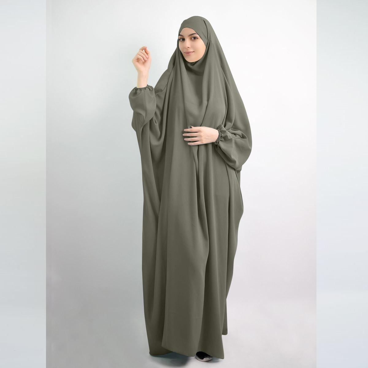 

Мусульманское женское платье с капюшоном Абая, молитвенная одежда, хиджаб, длинные веревочные комплекты, полное покрытие, платье для Рамадана, абайя, исламская молитва Ид