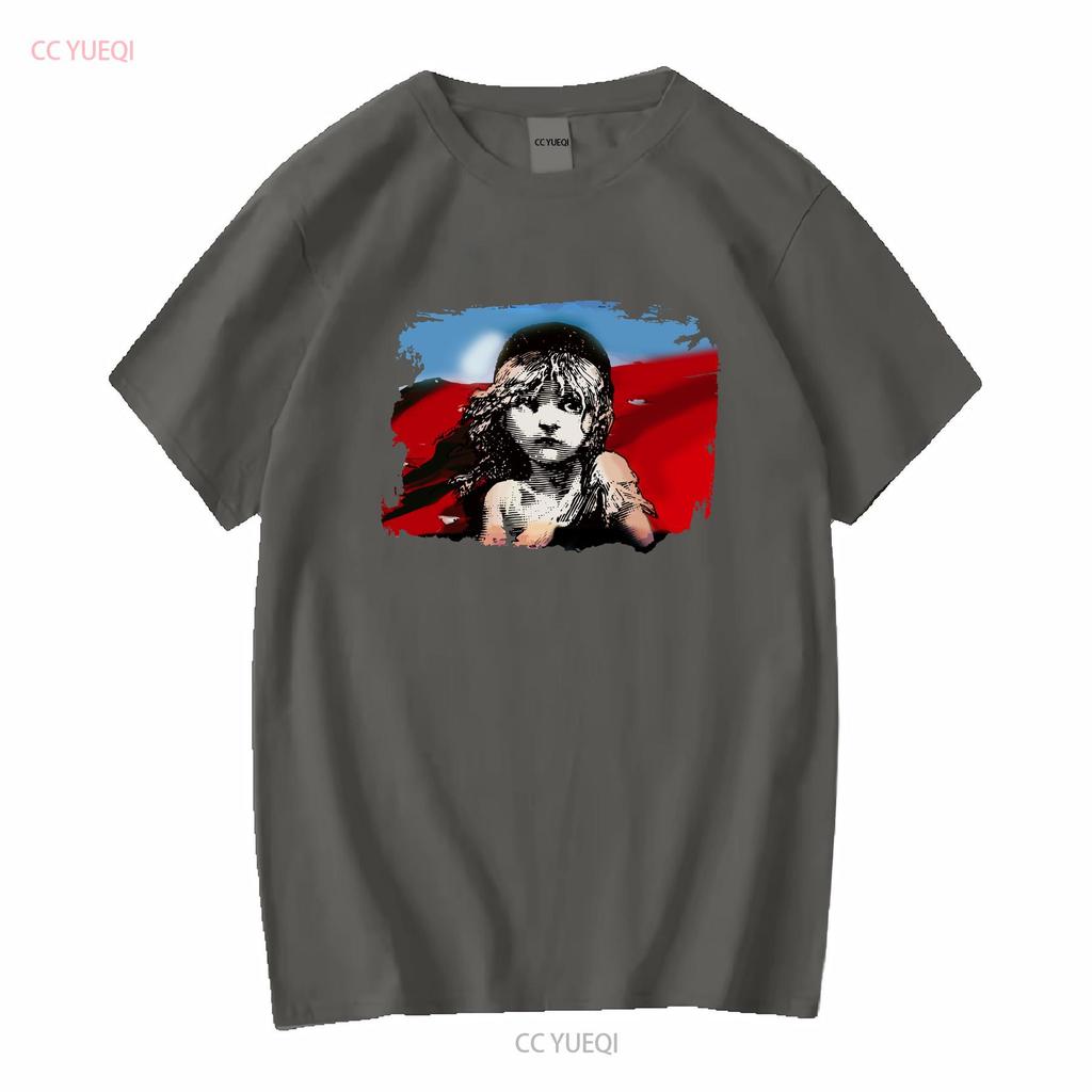 Les Miserables T-Shirt Herren Mittelblau Buch Musical Film Lang- oder Kurzarm Vintage Gewaschen Herren Weich Streetwear Grafik