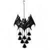 Dark Aesthetic Balcony Decorations Gothic Bat Metal Wind Chime, Halloween Hanging Ornament with Multiple Bells, 3D Unique Gift Ideas Embossed