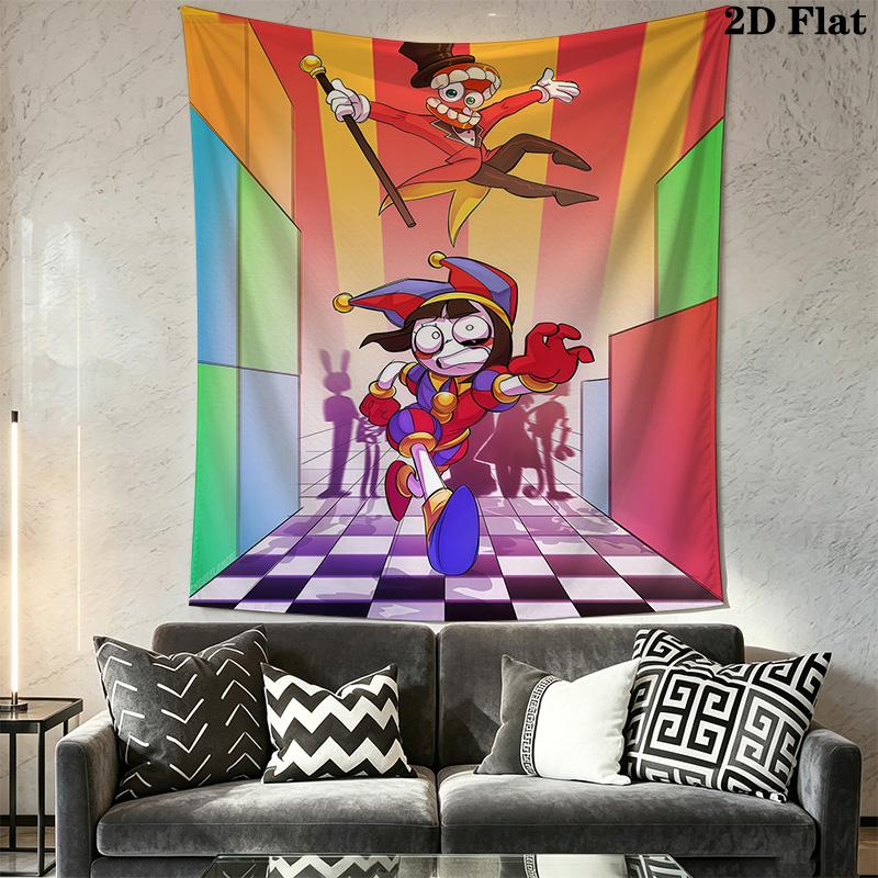 Clown Chase Whimsical Fun Tapestry Fashion Print Background Cloth Homestay Soft Decoration Tapestry Background Wall Hanging Cloth Work Of Art