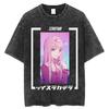 Zero Two Darling in The Franxx T-shirt Anime Vintage Lavage Acide Esthétique Vaporwave Noir Surdimensionné Unisexe Streetwear T-shirt Fan