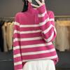 Women Sweater Turtleneck 100% Wool MODERN NEW SAGA Zipper Knit Pullover Turn-down Collar Thick Winter Jumpers Female Knit Tops