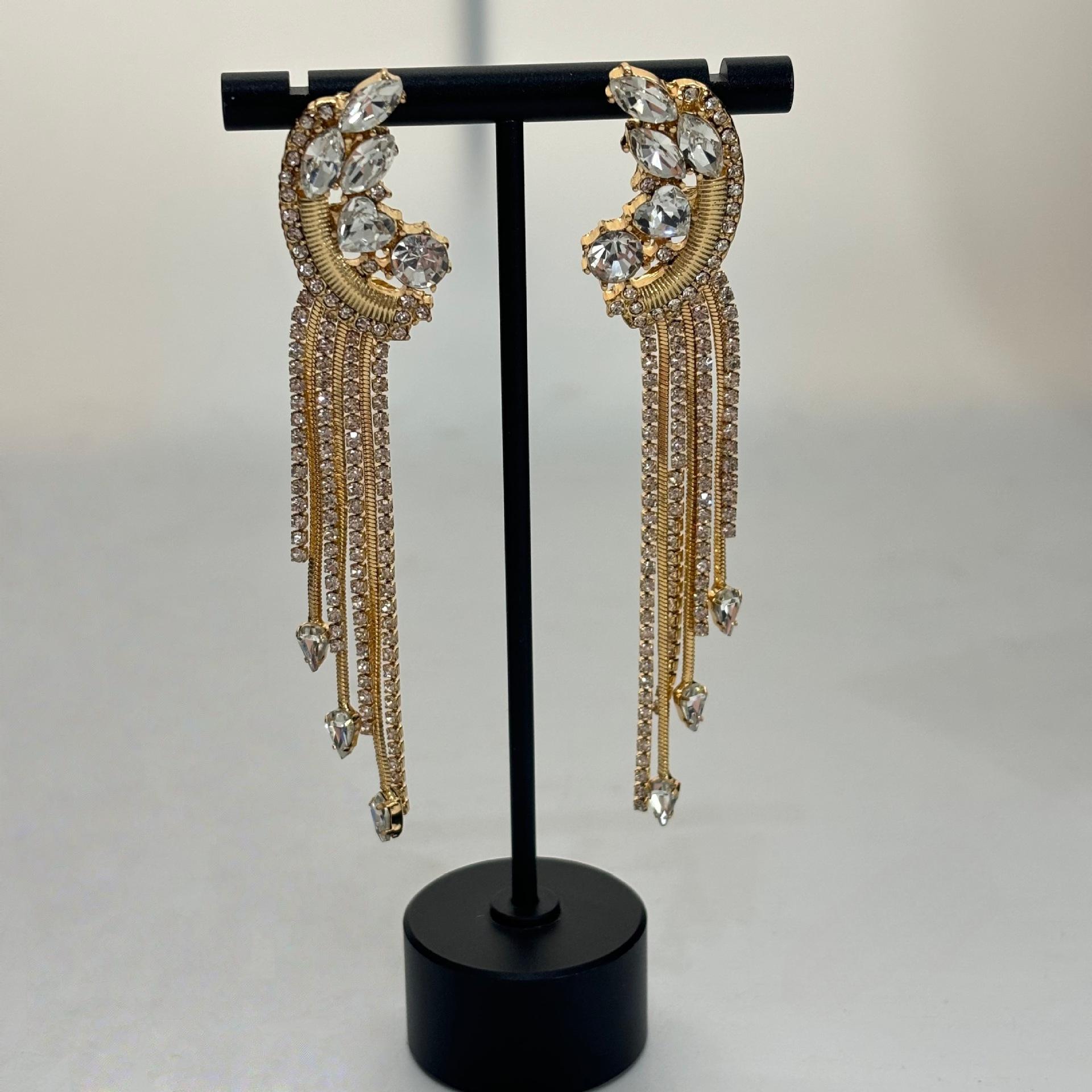 

New Rhinestone Earrings, Fringed Temperament, Shiny Full Of Diamonds, Exaggerated Earrings, Fashion Accessories Earrings.