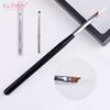1PCFrench Oblique Tip Nail Brush Half Moon Shape UV Gel Nail Acrylic Painting Drawing Liner Pen Silver Black Handle Manicure DIY