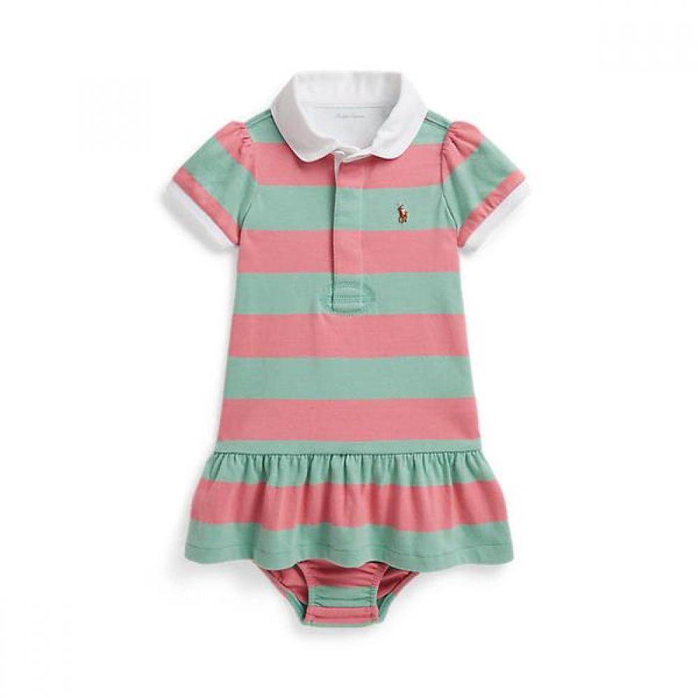 Polo Ralph Lauren Baby Girls Stripe Cotton Rugby Dress And Bloomer 24M