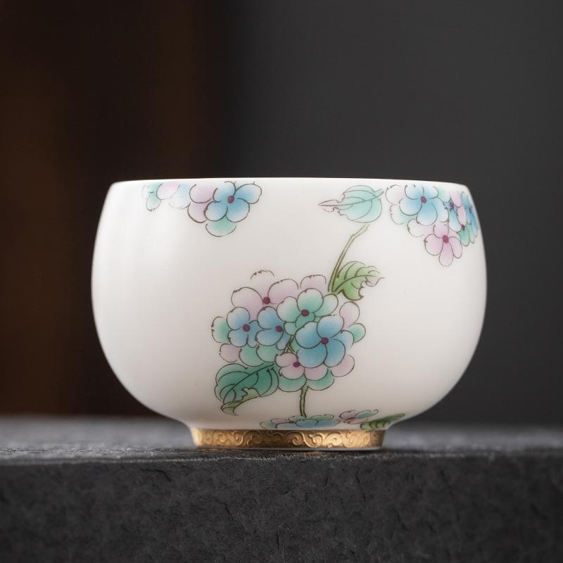 Sheep Fat Jade White Porcelain Teacup Handmade Porous Roasted Tea Bowl Personal Master Cup Meditation Cup Mugs Kung Fu Teaware