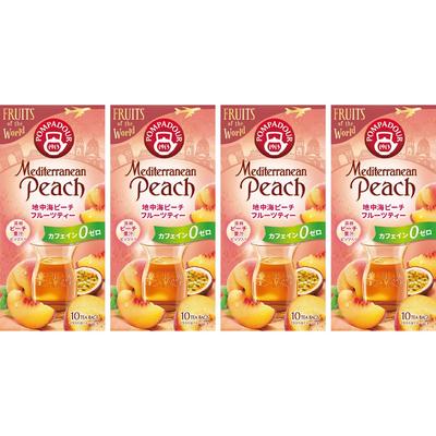 Pompadour Mediterranean Peach Fruit 10 Sachets X 4 with a Blend of Concentrated Peach Juice and Citrus Perfect for Tea, Bags, Caffeine-free, Bits,