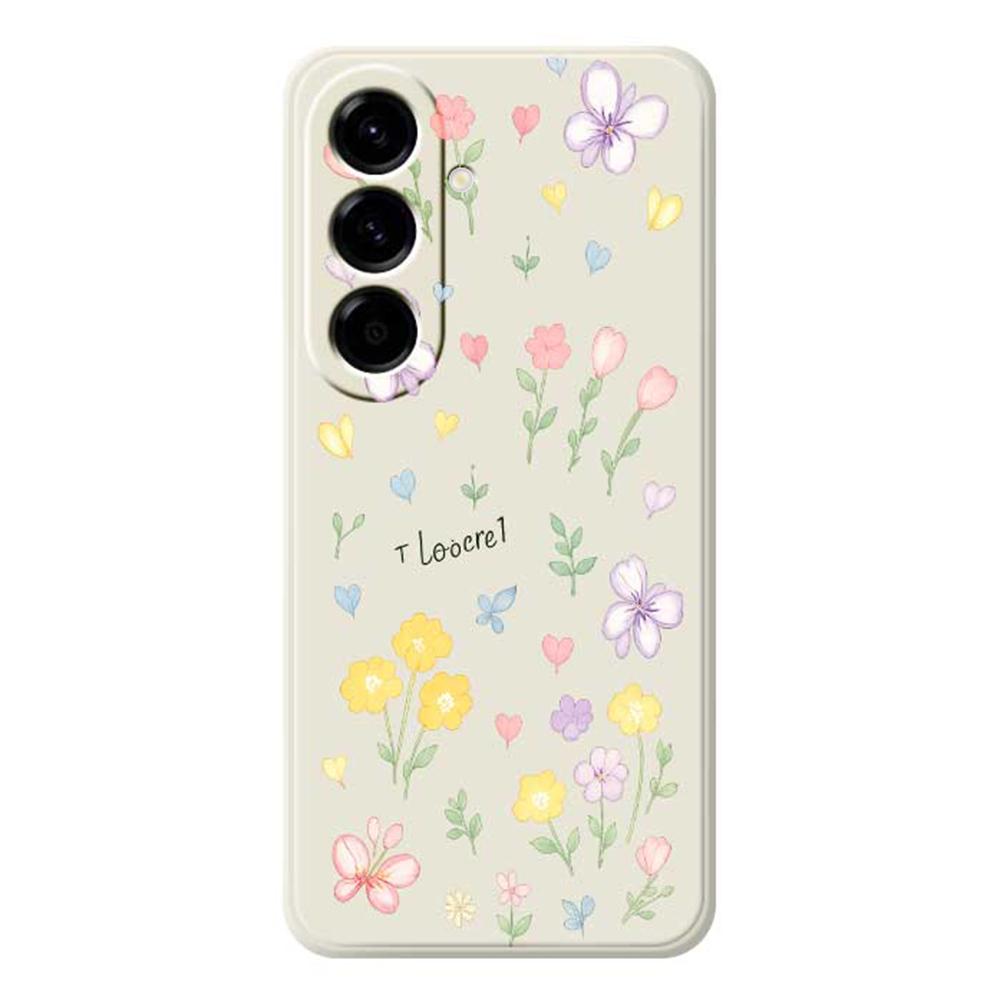 

For Samsung Galaxy A56 5G Case Small Flowers Pattern Printing Straight Edge TPU Phone Back Cover Beige