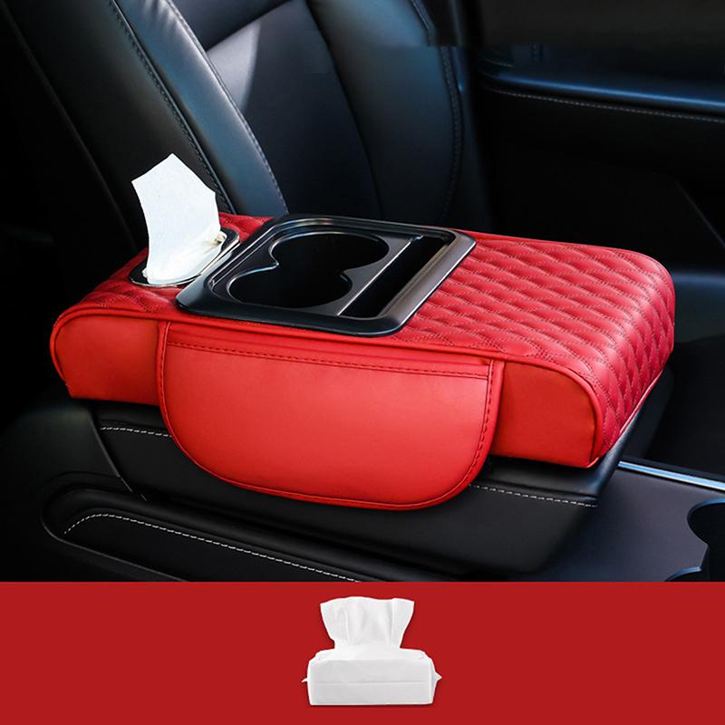 

1 шт., подушка-удлинитель для подлокотника автомобиля, многофункциональная, 7,5 см, утолщенная, для центральной консоли, подушка-опора для локтя, автомобильный органайзер красный