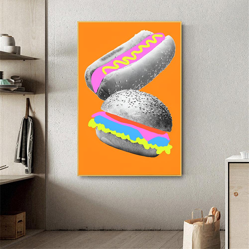 Funky And Delicious Hot Dog Hamburg Poster Druck Leinwand Malerei Moderne Wand Kunst Bilder Küche Esszimmer Home Decor Cuadros