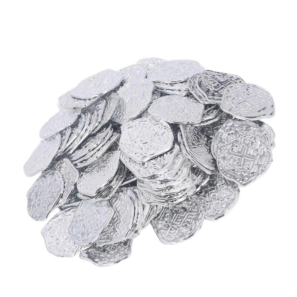 100pcs Pirate Coins Decor High Simulation Special Patterns Festival Decorative Coins for Halloween