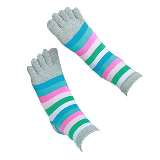 

1 Pair Women Colorful Striped Toe Socks Breathable Arch Support Mid-calf Socks Non-slip Moisture Wicking Compression Socks серый