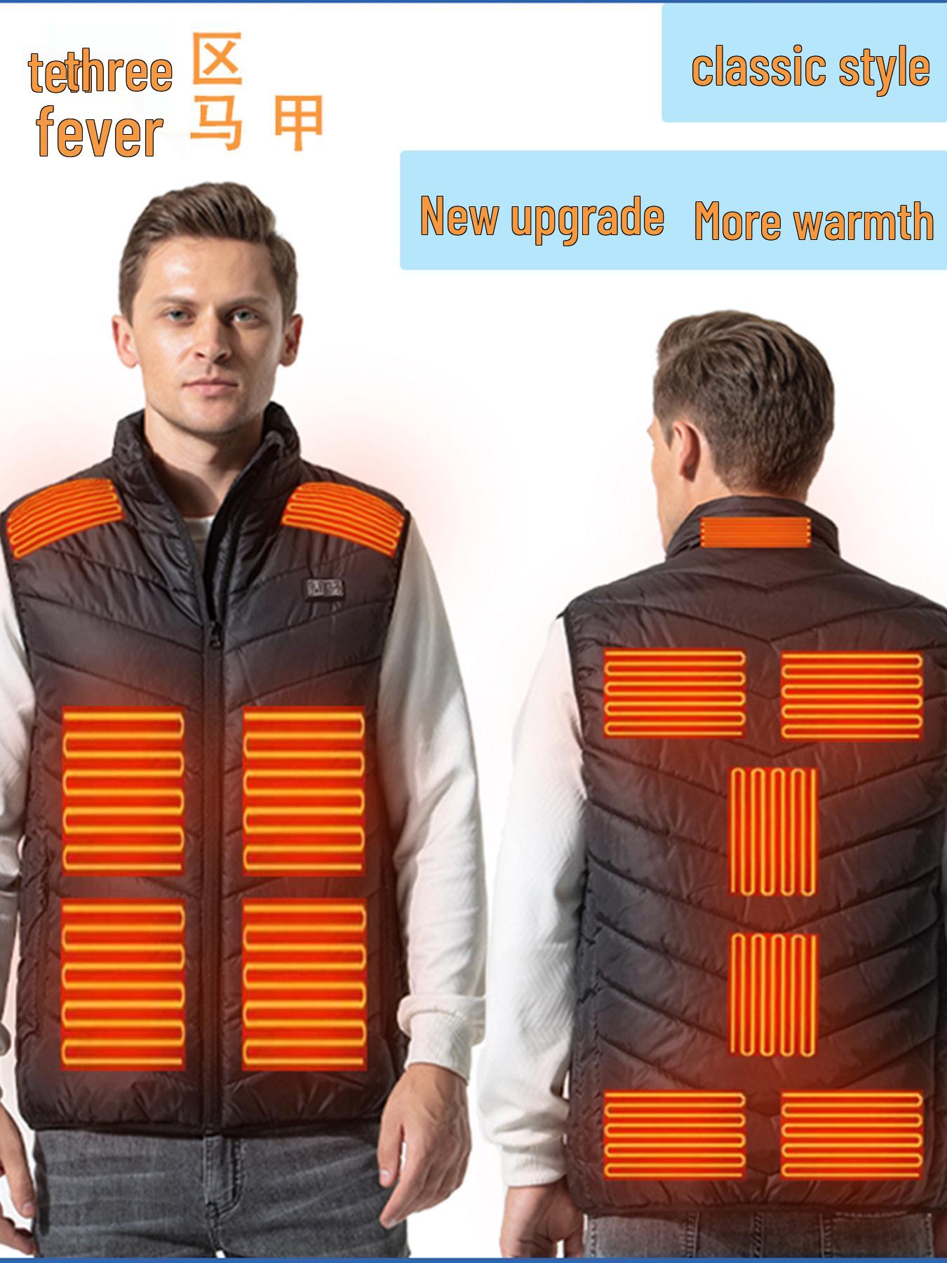 

Unisex Smart Heating Vest with Rechargeable Dual Control and Stand-up Collar for Constant Warmth. 6XL королівський синій колір