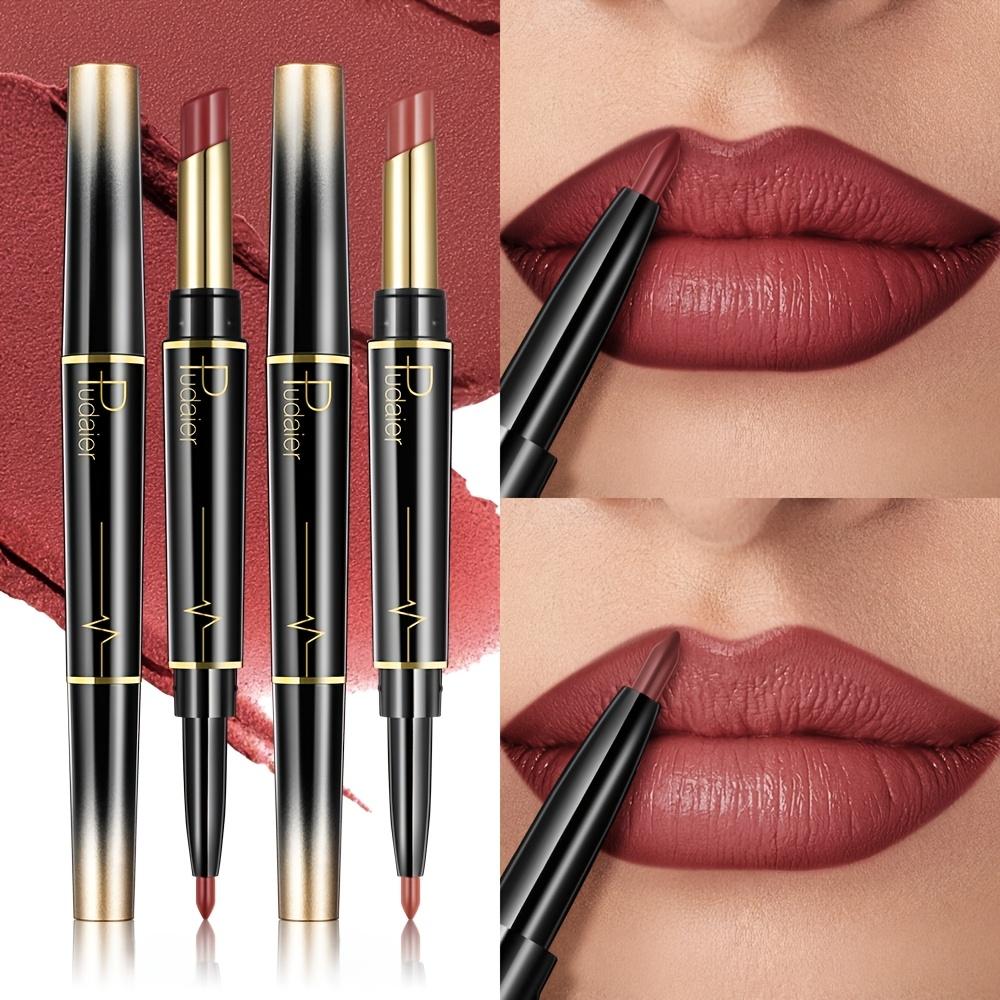 Double-Ended Lip Liner Lipstick Pencil Lip Combo- Moisturizing Semi-Matte Formula for Precise Lip Liner Definition and Color Filling